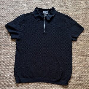 H&M Textured Black Polo Shirt